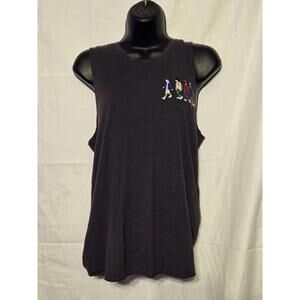 Cotton Netflix Stranger Things Embroidered Black Sleeveless Tank Size L